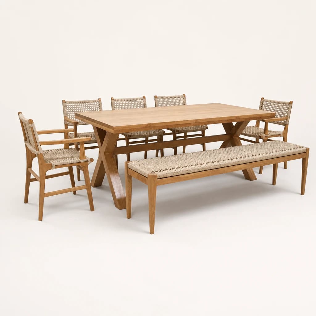 Teak Dining Set with Bench Seating by Starwood Furniture