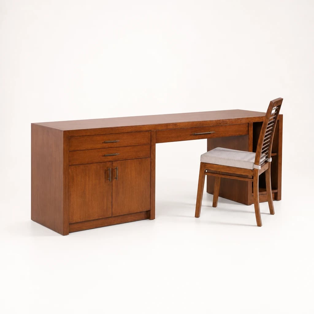Teak Hospitality Desk with Storage Cabinet, custom furniture manufactured in Jepara, Indonesia - Image 1