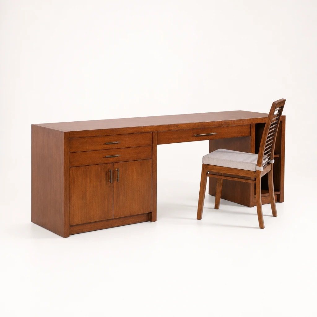 Teak Hospitality Desk with Storage Cabinet, custom furniture manufactured in Jepara, Indonesia - Image 1