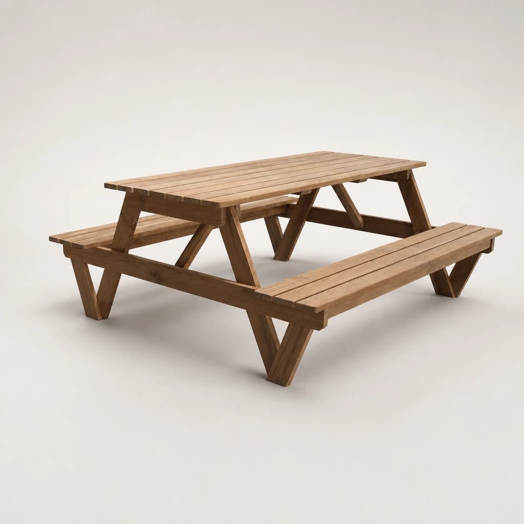 Teak Picnic Table and Bench Set, custom furniture manufactured in Jepara, Indonesia - Image 1