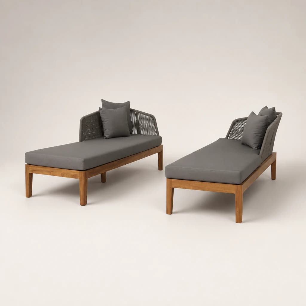 Teak Poolside Chaise Pair, custom furniture manufactured in Jepara, Indonesia - Image 1