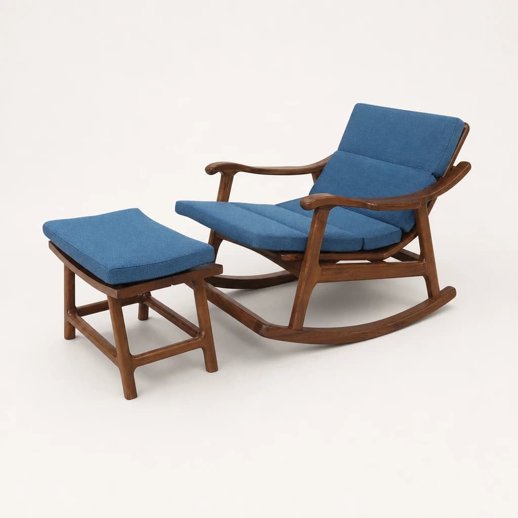 Teak Rocking Chair with Footstool by Starwood Furniture