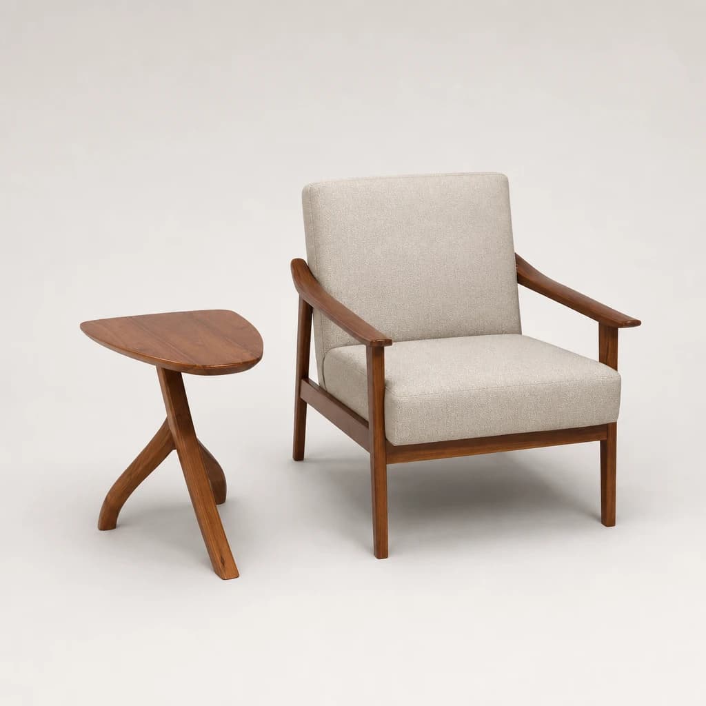 Teak Terrace Lounge Chair and Side Table, custom furniture manufactured in Jepara, Indonesia - Image 1
