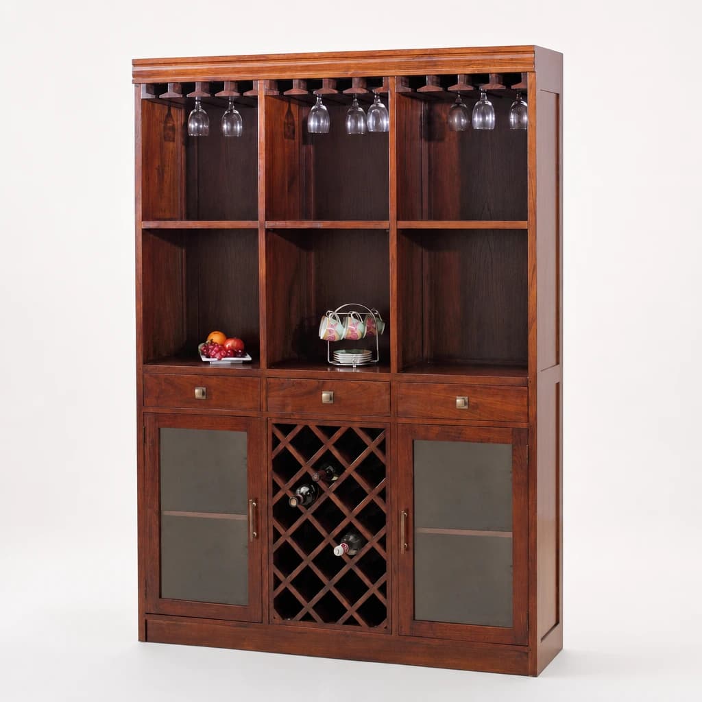 Teak Wine and Bar Display Cabinet by Starwood Furniture