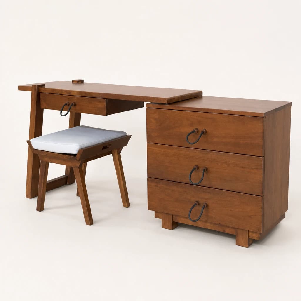 Teak Writing Desk and Drawer Pedestal by Starwood Furniture