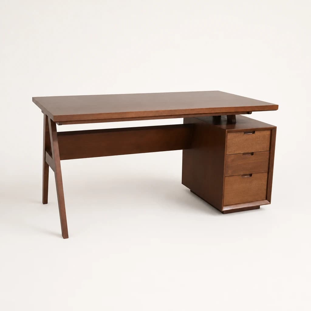 Teak Writing Desk with Drawer Pedestal by Starwood Furniture