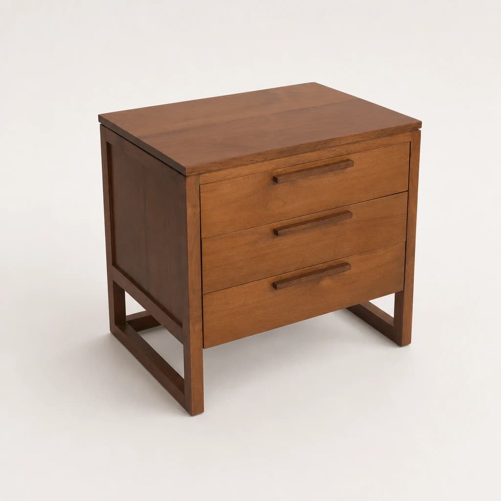 Three-Drawer Teak Bedside Cabinet by Starwood Furniture