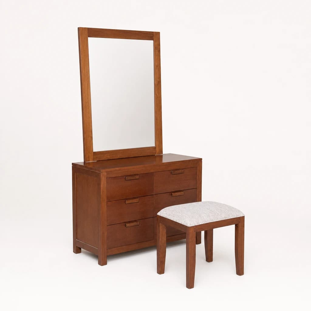 Three-Drawer Teak Dressing Table Set, custom furniture manufactured in Jepara, Indonesia - Image 1