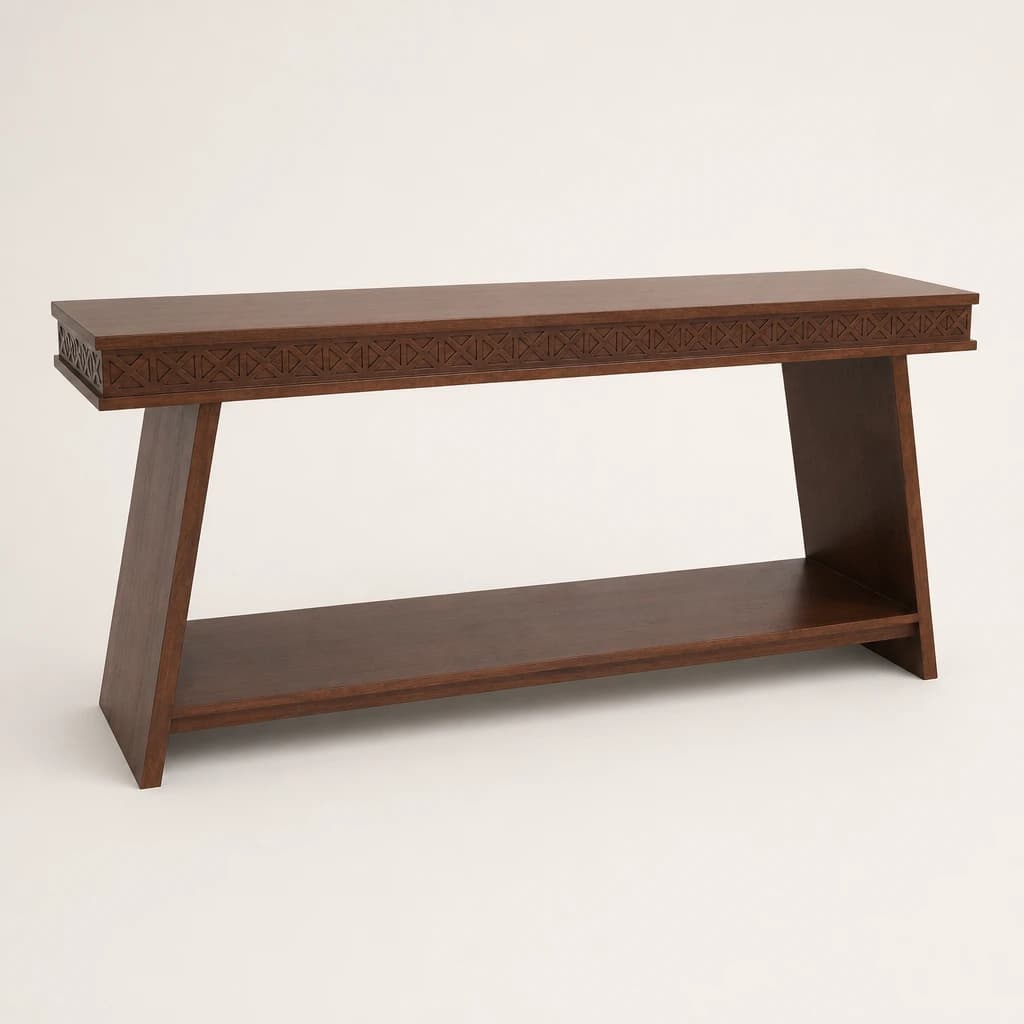 Trestle Base Teak Console Table, custom furniture manufactured in Jepara, Indonesia - Image 1