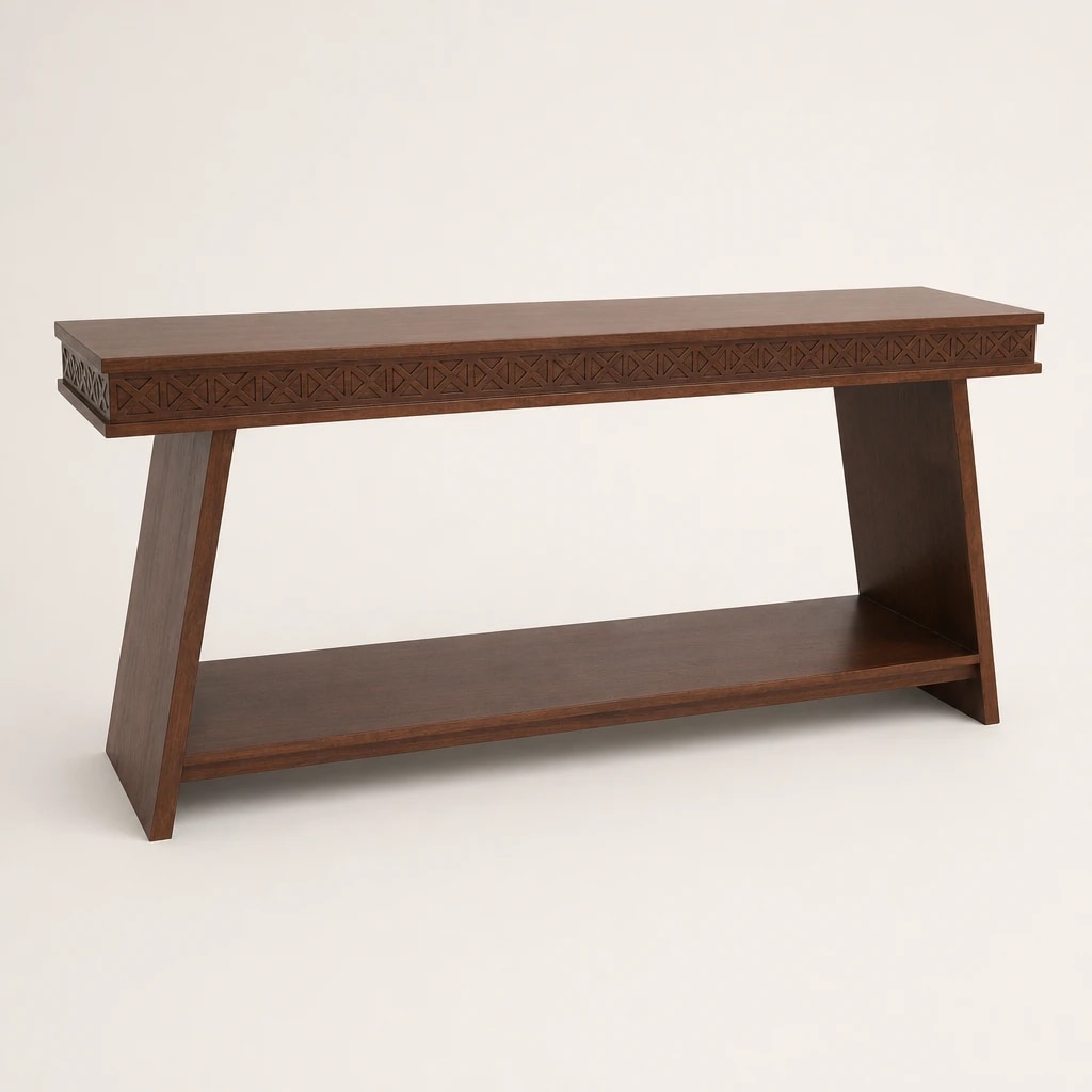 Trestle Base Teak Console Table, custom furniture manufactured in Jepara, Indonesia - Image 1