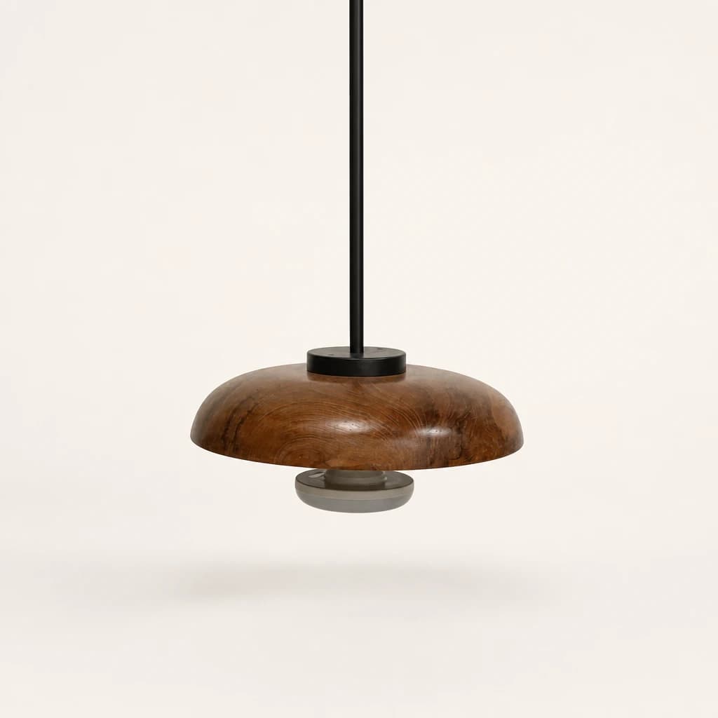 Turned Teak Pendant Light, custom furniture manufactured in Jepara, Indonesia - Image 1