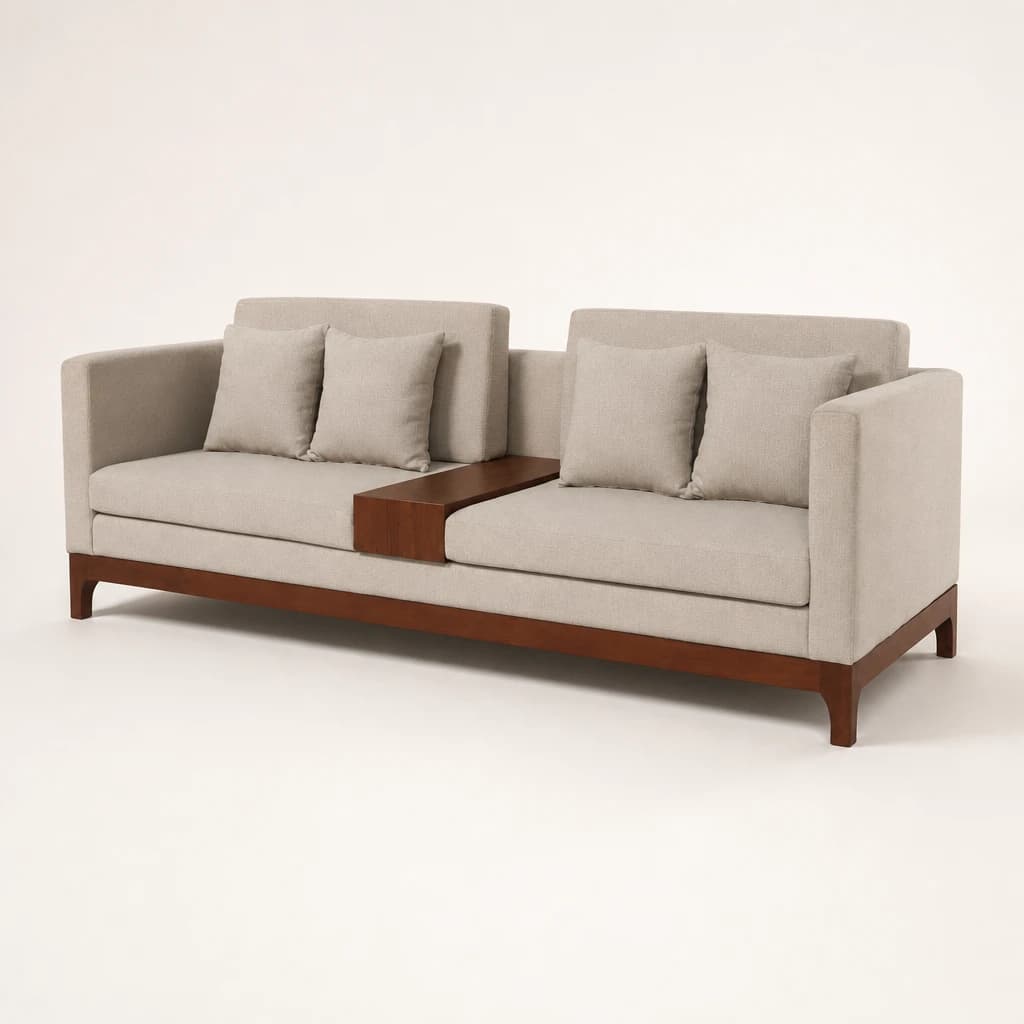 Twin-Seat Teak Sofa with Centre Table, custom furniture manufactured in Jepara, Indonesia - Image 1