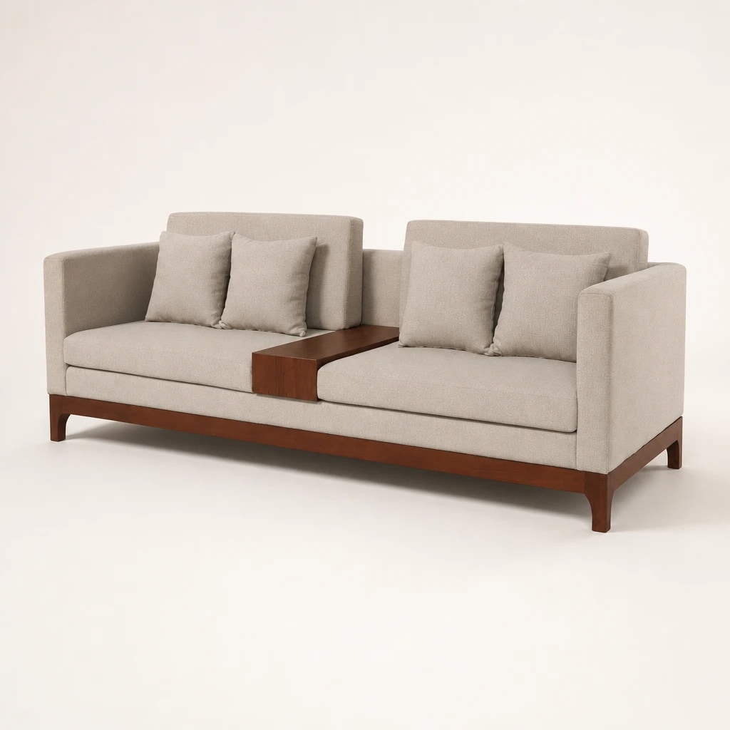 Twin-Seat Teak Sofa with Centre Table, custom furniture manufactured in Jepara, Indonesia - Image 1