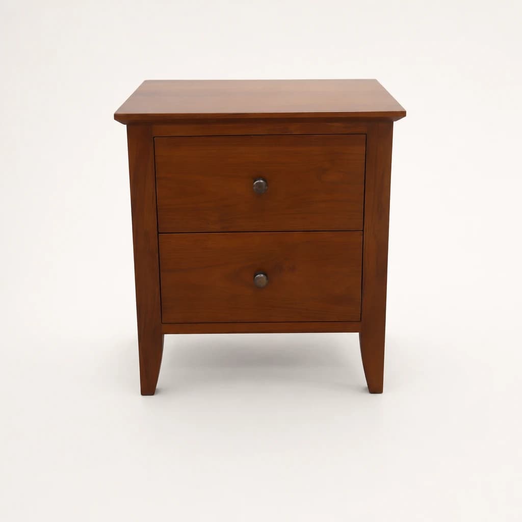 Two-Drawer Tapered-Leg Teak Nightstand by Starwood Furniture