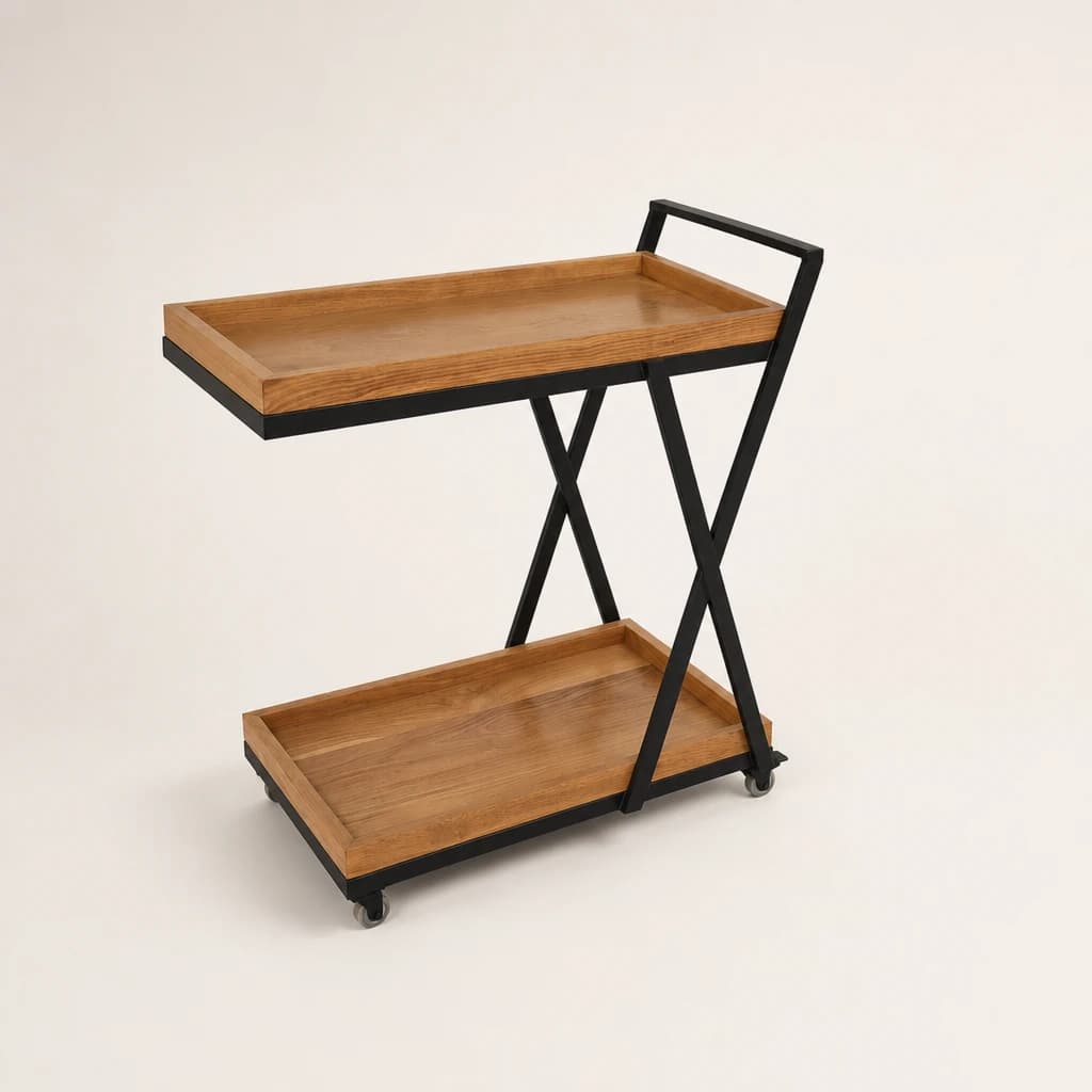 Two-Tier Teak Service Trolley, custom furniture manufactured in Jepara, Indonesia - Image 1