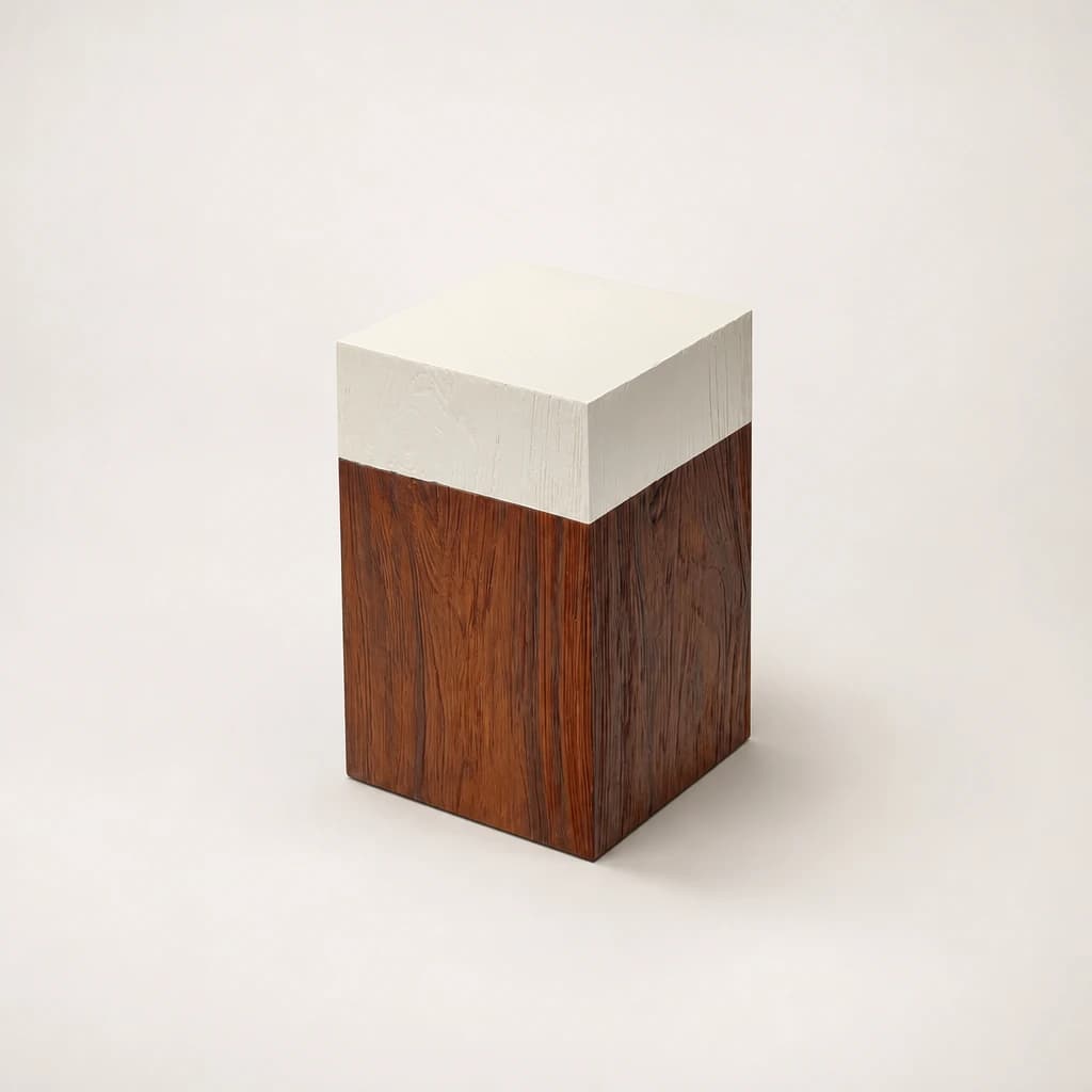 Upholstered Block Teak Stool by Starwood Furniture