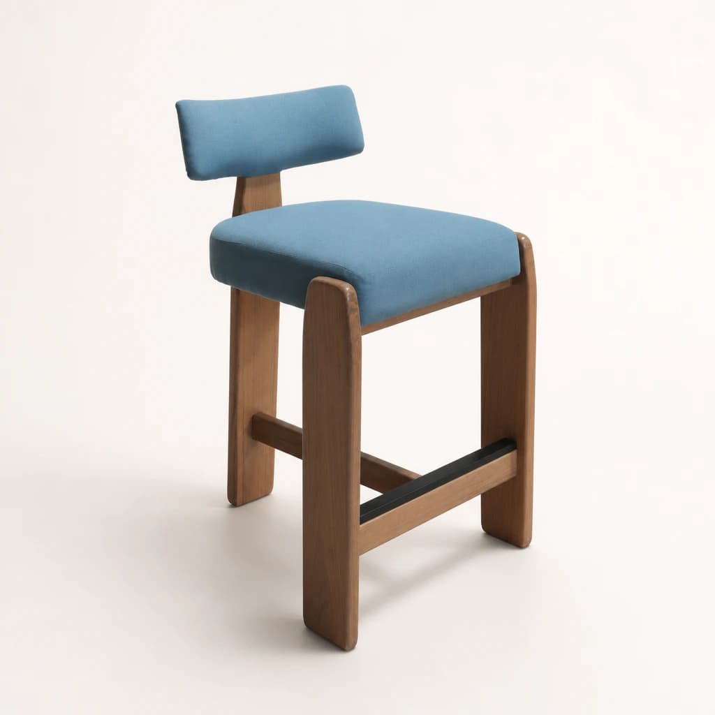 Upholstered Teak Counter Stool with Footrest by Starwood Furniture