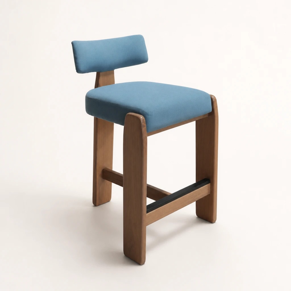 Upholstered Teak Counter Stool with Footrest Upholstered Teak Counter Stool with Footrest by Starwood Furniture Indonesia