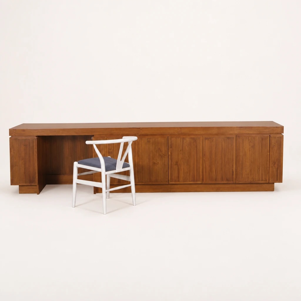 Wall-Length Teak Workstation and Storage Unit Wall-Length Teak Workstation and Storage Unit by Starwood Furniture Indonesia