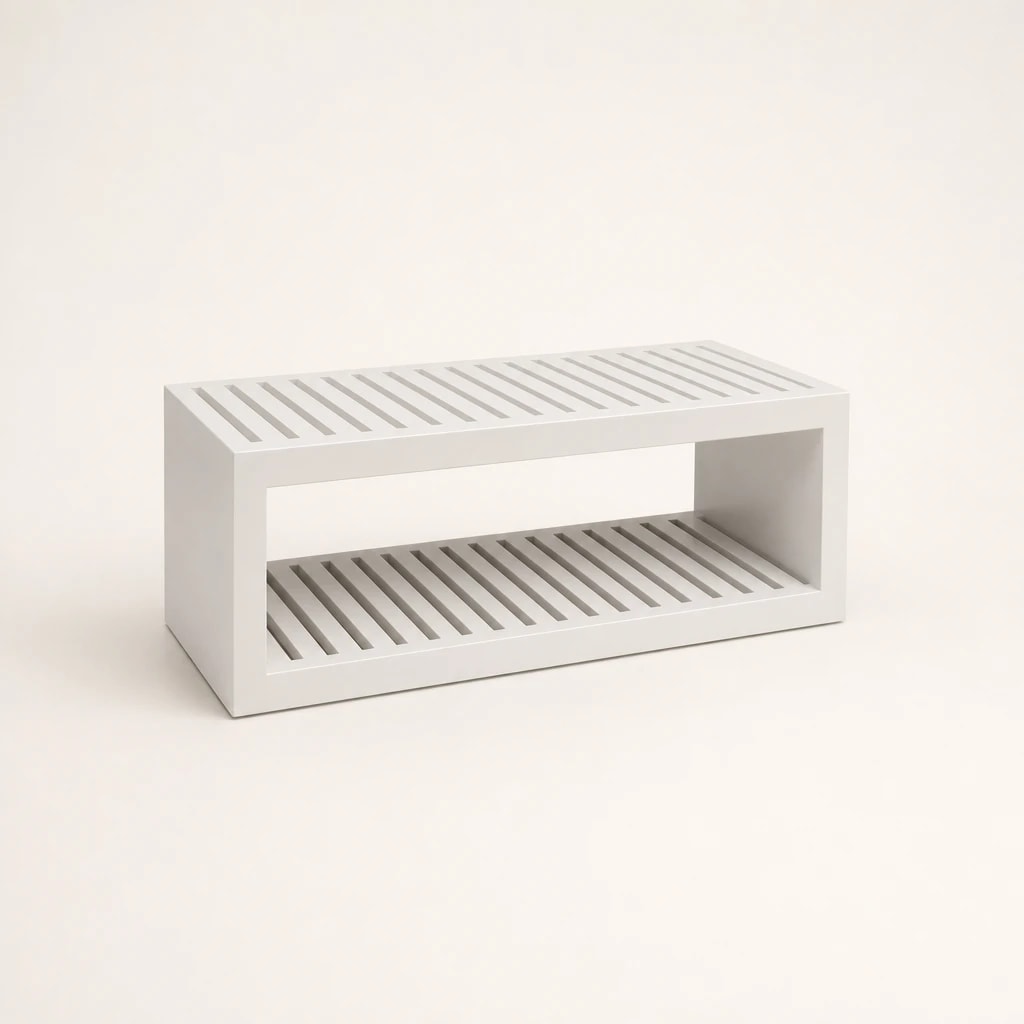 White-Finished Slatted Luggage Bench White-Finished Slatted Luggage Bench by Starwood Furniture Indonesia