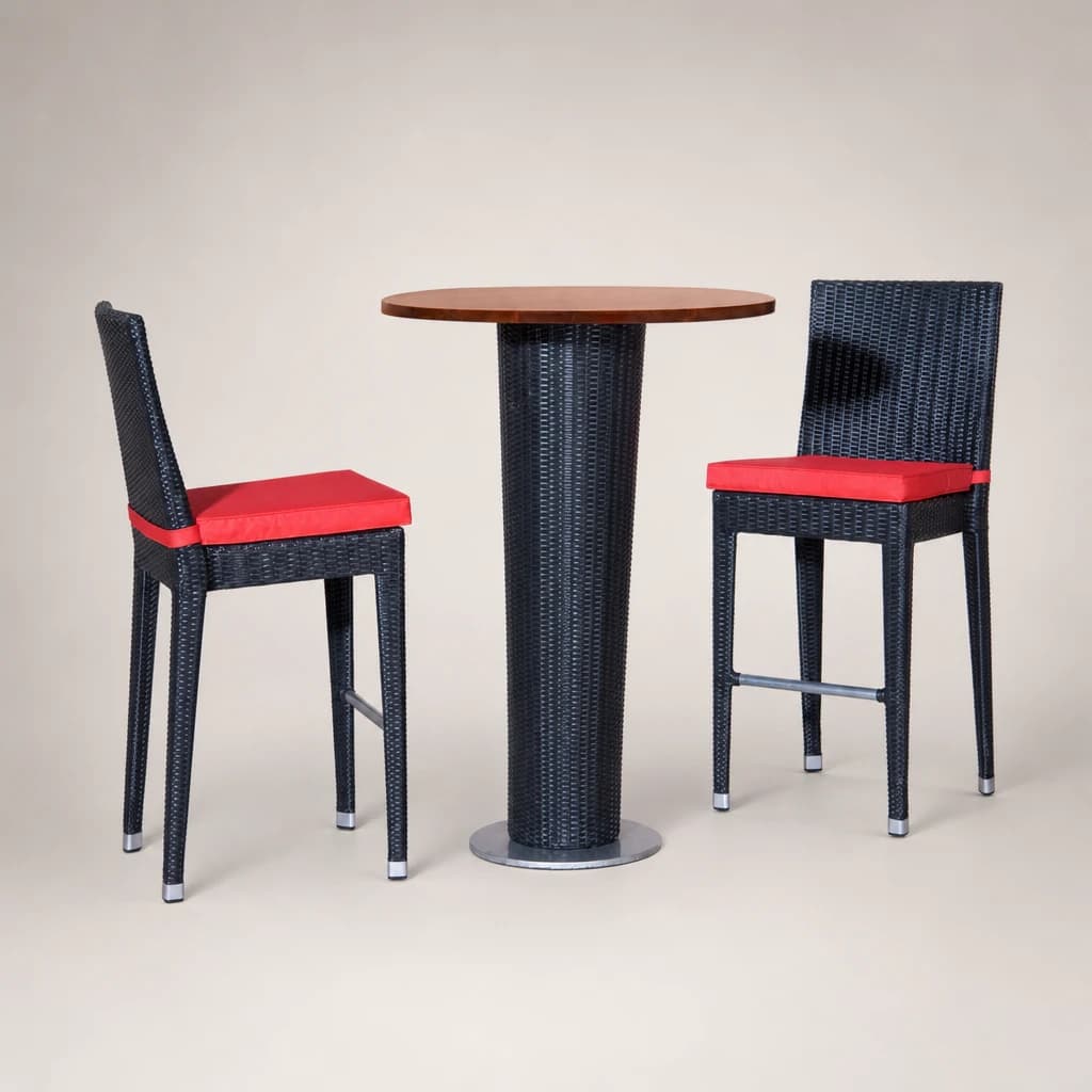 Woven Outdoor Bar Table and Stool Set, custom furniture manufactured in Jepara, Indonesia - Image 1