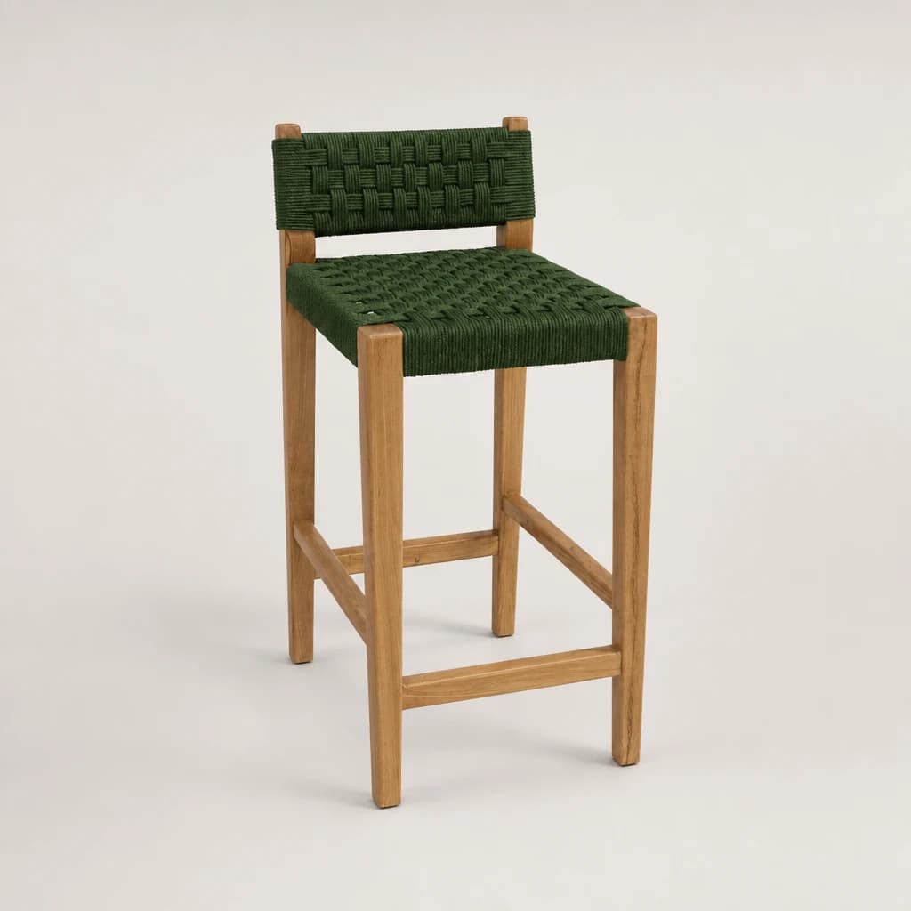 Woven Seat Teak Outdoor Bar Stool by Starwood Furniture