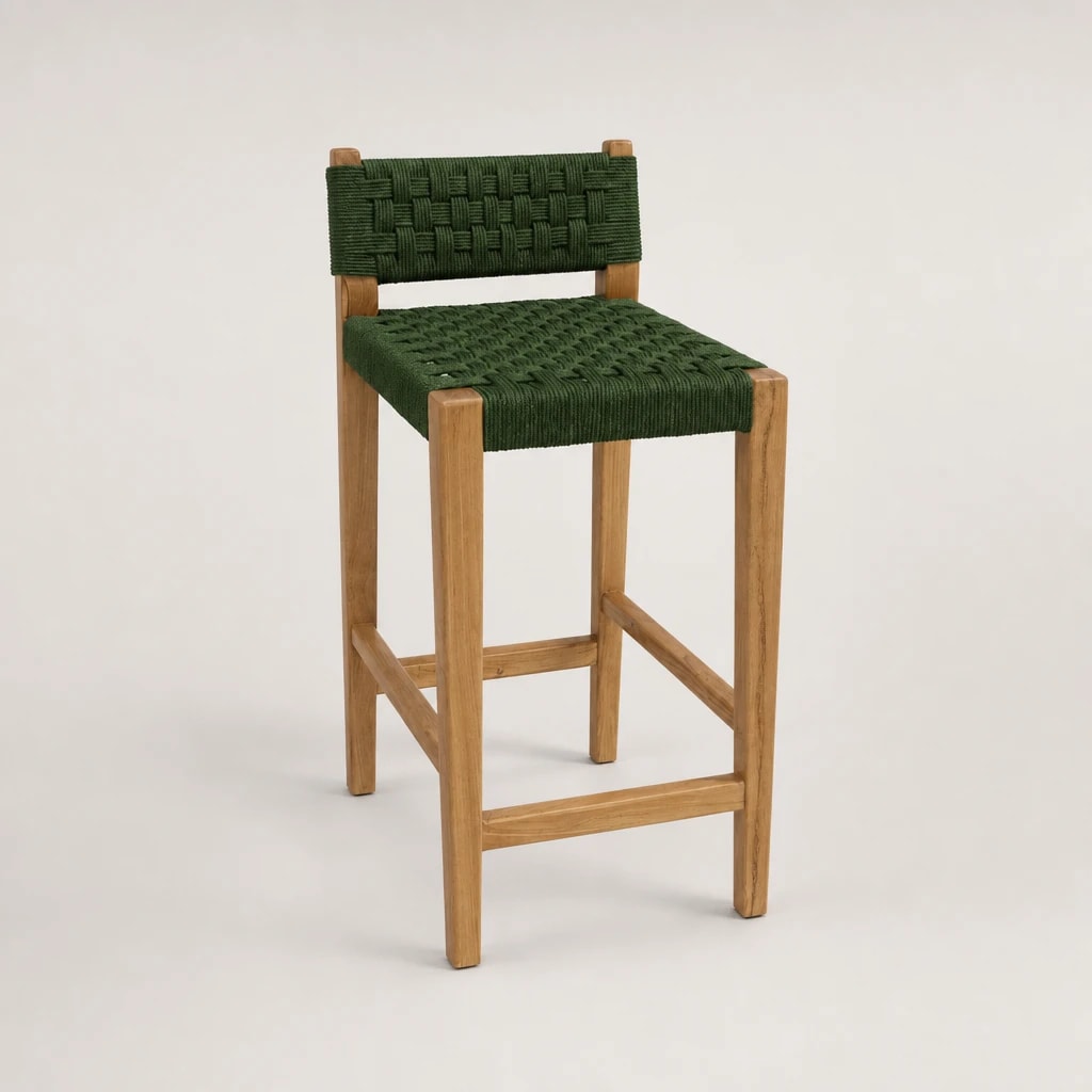 Woven Seat Teak Outdoor Bar Stool by Starwood Furniture