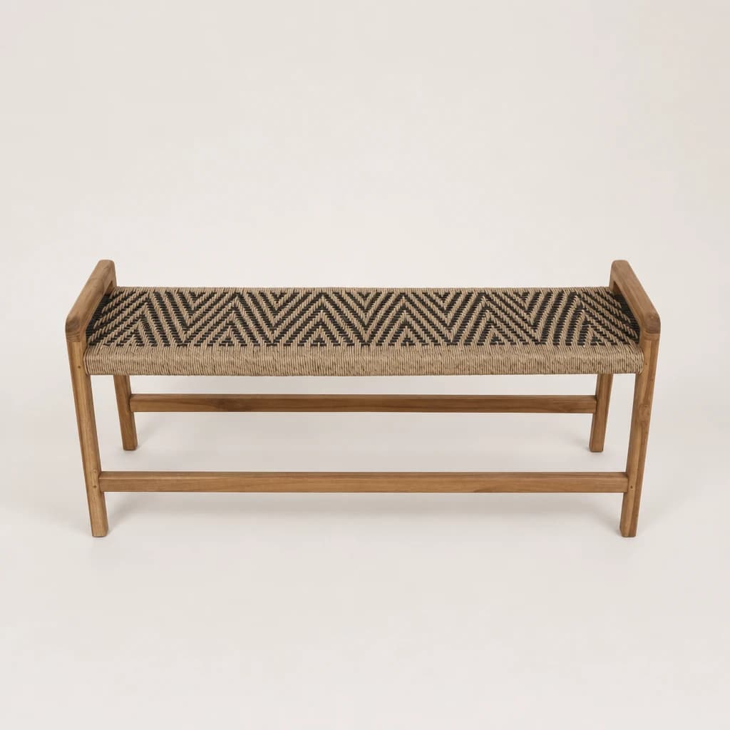 Woven Seat Teak Outdoor Bench by Starwood Furniture