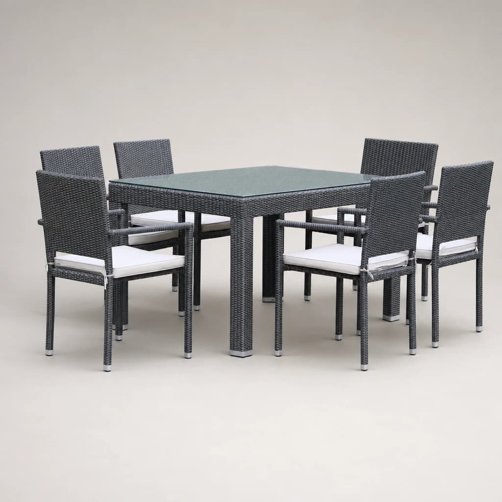 Woven Six-Seat Outdoor Dining Set by Starwood Furniture