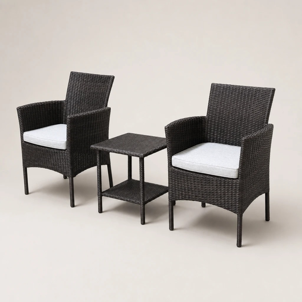 Woven Terrace Armchair and Side Table Set, custom furniture manufactured in Jepara, Indonesia - Image 1