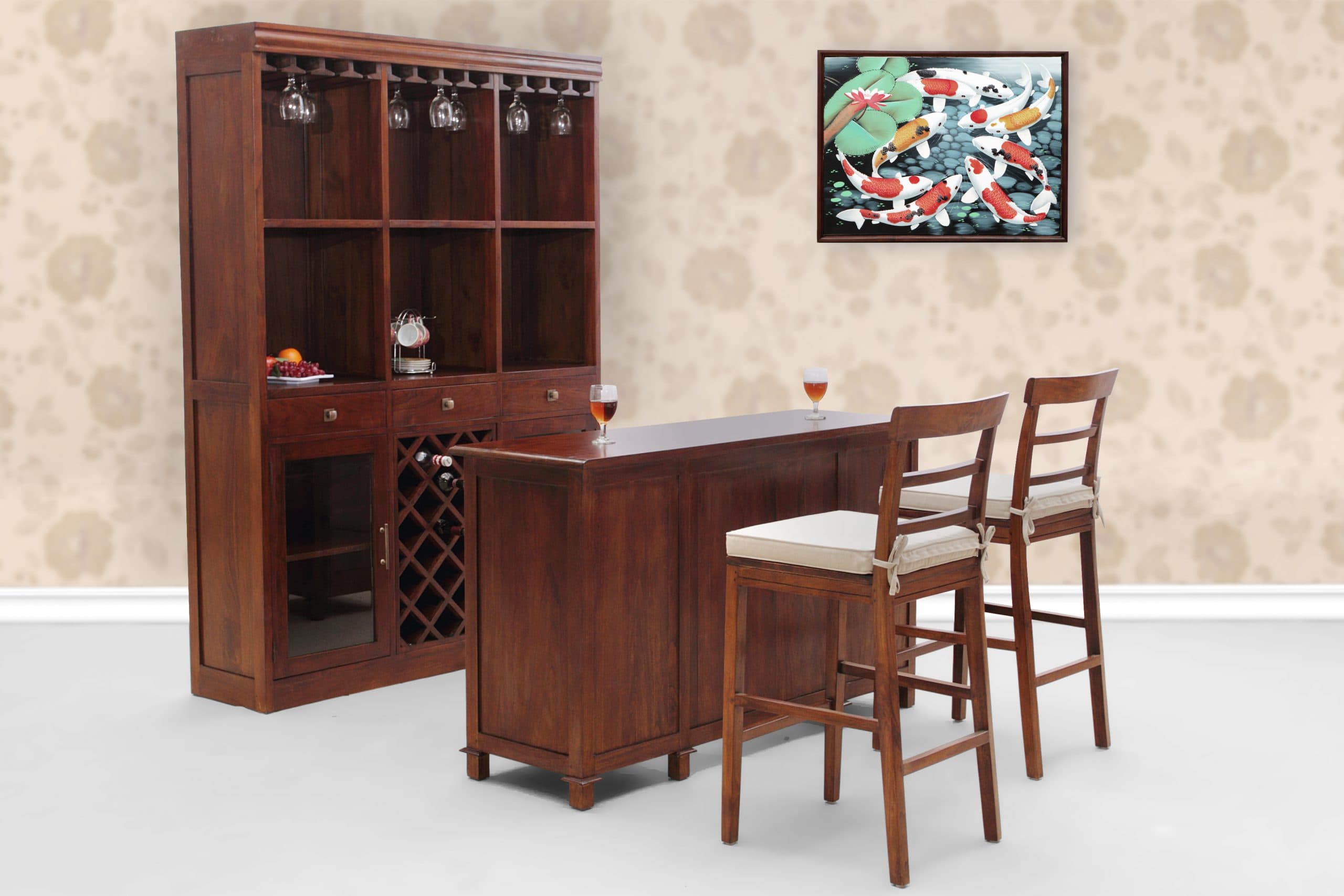 Traditional Teak Bar Chair & Table Set - Komodo Bar by Starwood Furniture - Image 1