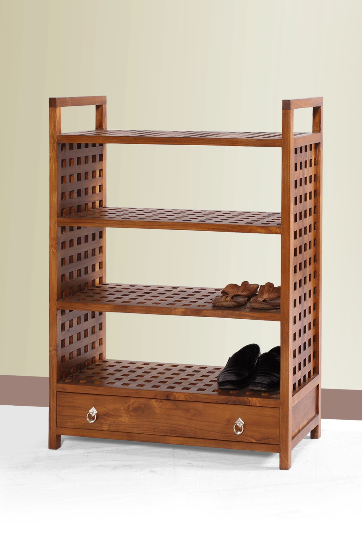 Elegant Teak Shoe Rack - Flores Open by Starwood Furniture - Image 1