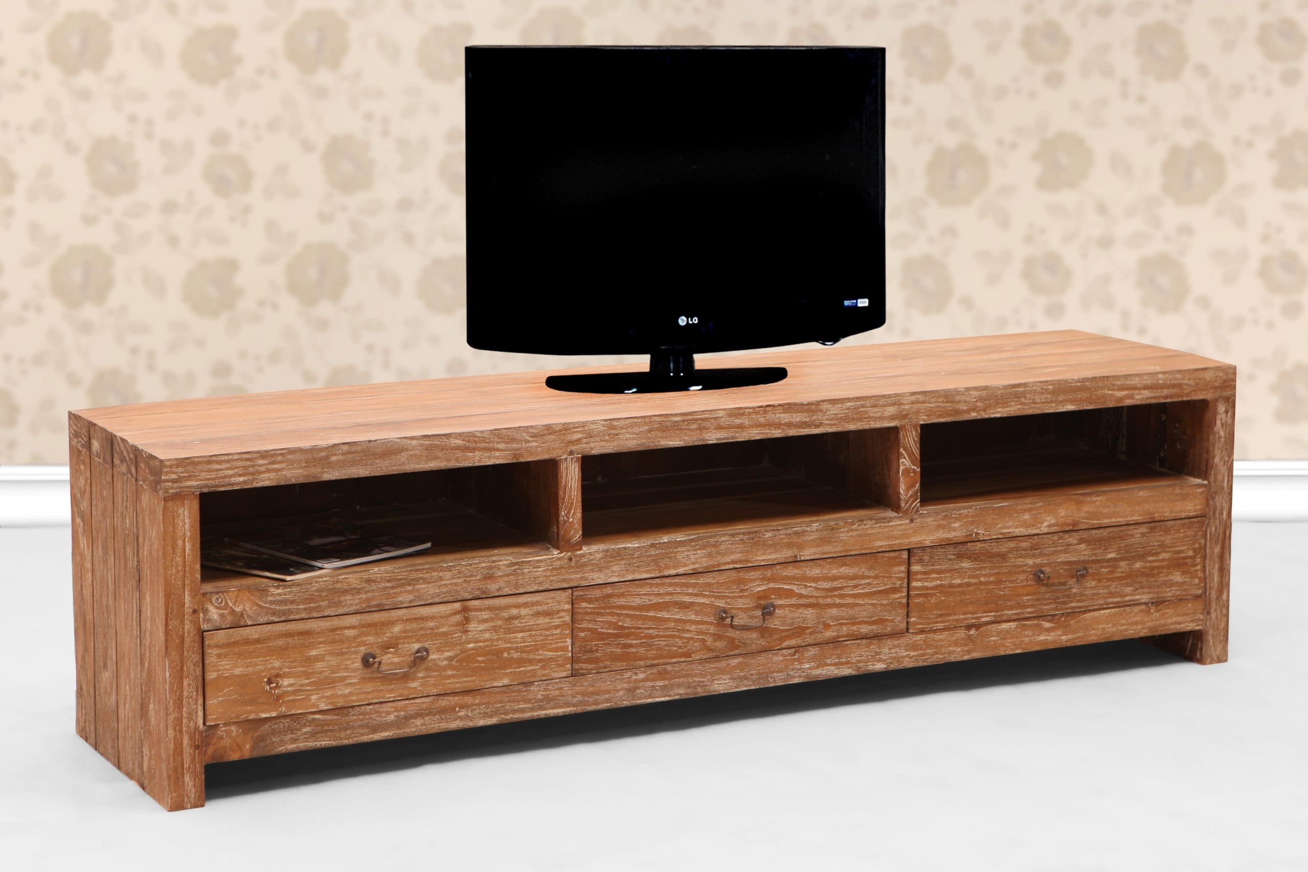 Elegant Teak TV Console - Flores Wide by Starwood Furniture - Image 1