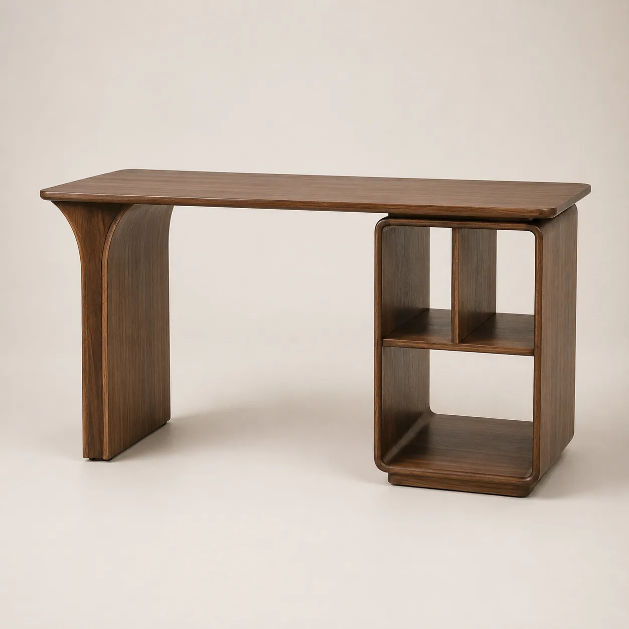 Sculpted Teak Desk with Open Shelves Sculpted Teak Desk with Open Shelves by Starwood Furniture Indonesia