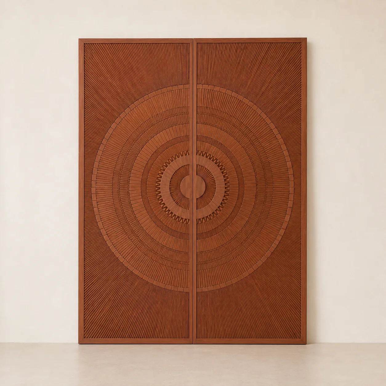 Carved Medallion Teak Double Door by Starwood Furniture