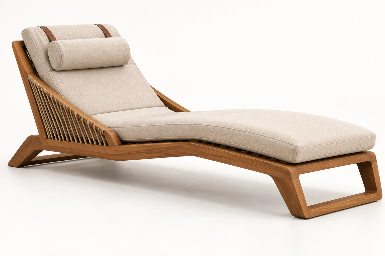 Sculpted Curved Teak Sun Lounger, custom furniture manufactured in Jepara, Indonesia - Image 1