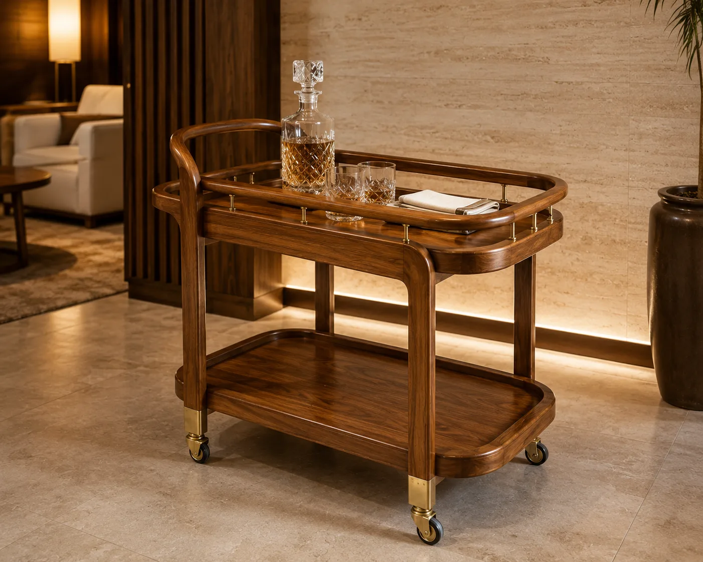 Curved Teak Drinks Trolley by Starwood Furniture