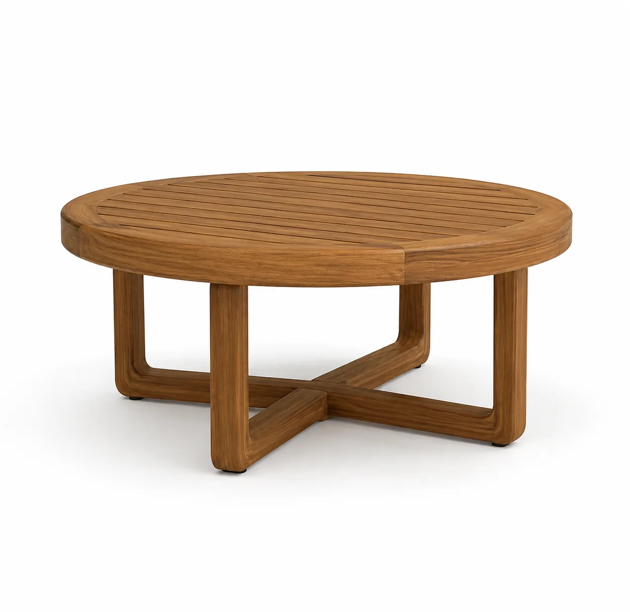 Round Woven Teak Outdoor Coffee Table, custom furniture manufactured in Jepara, Indonesia - Image 1