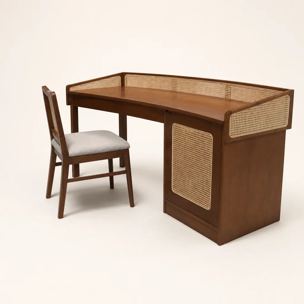 Sculpted made-to-order teak desk