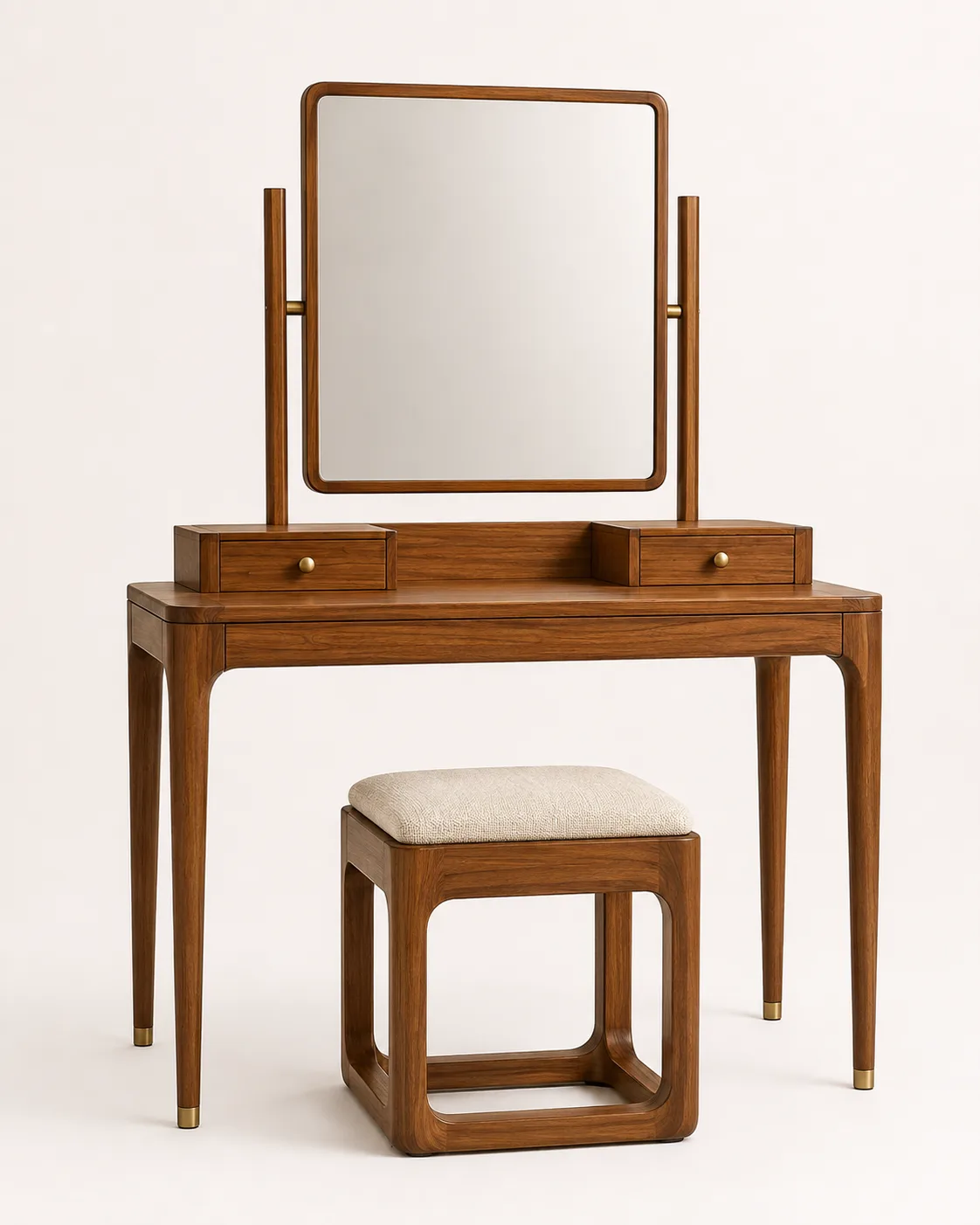 Cabriole-Leg Teak Dressing Table Set by Starwood Furniture