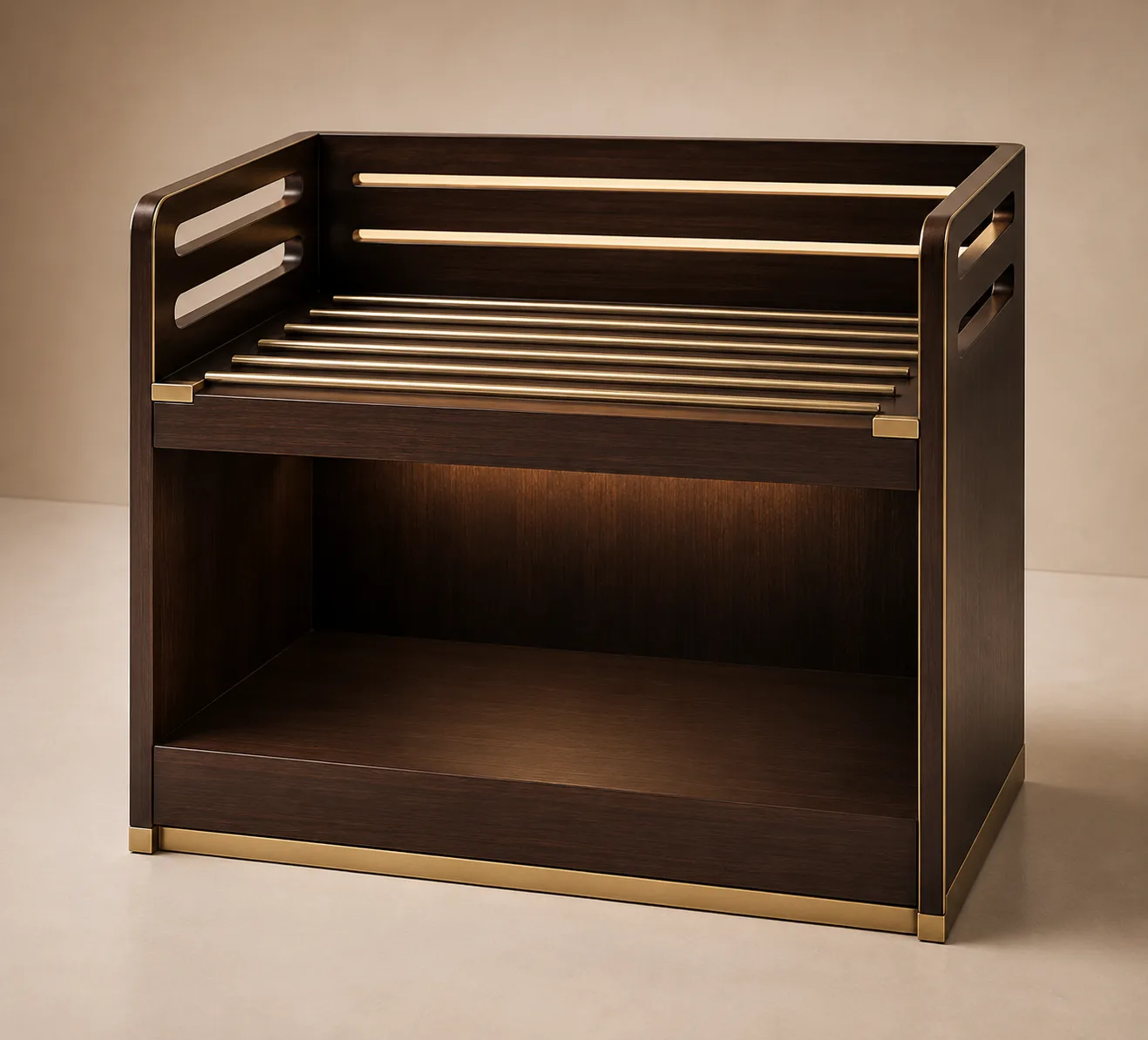 Compact Teak Luggage Rack with Shelf, custom furniture manufactured in Jepara, Indonesia - Image 1