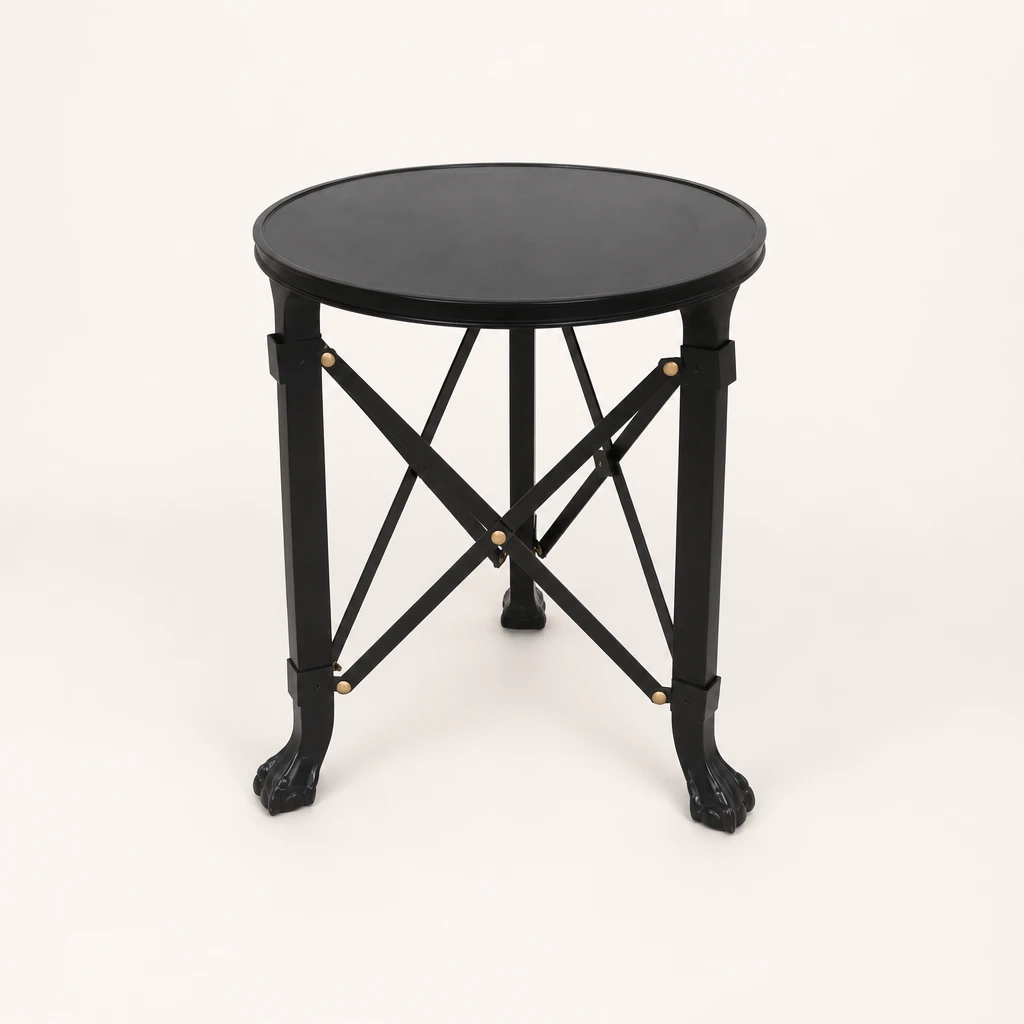 Black-Finished Round Accent Table