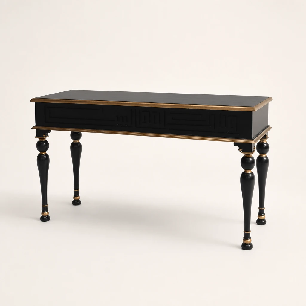 Black Turned-Leg Console Table