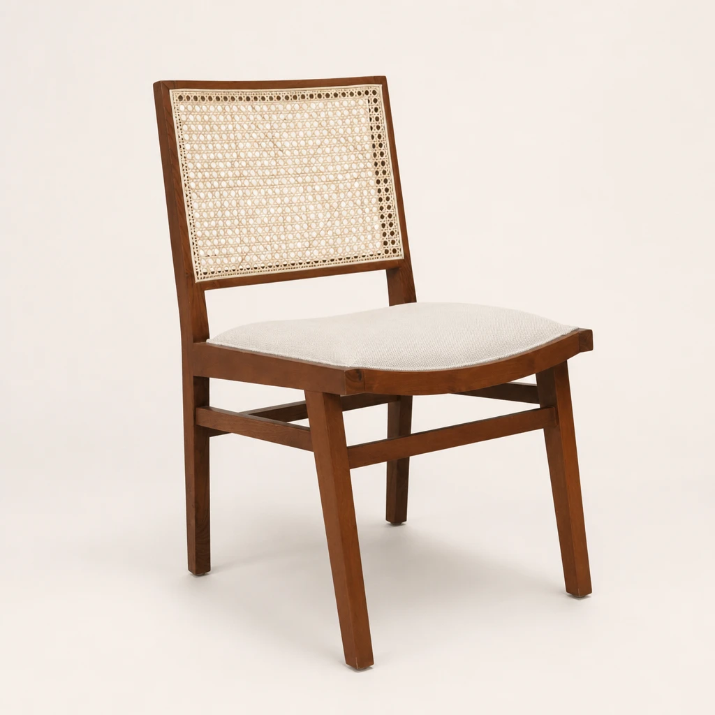 Cane Back Teak Side Chair