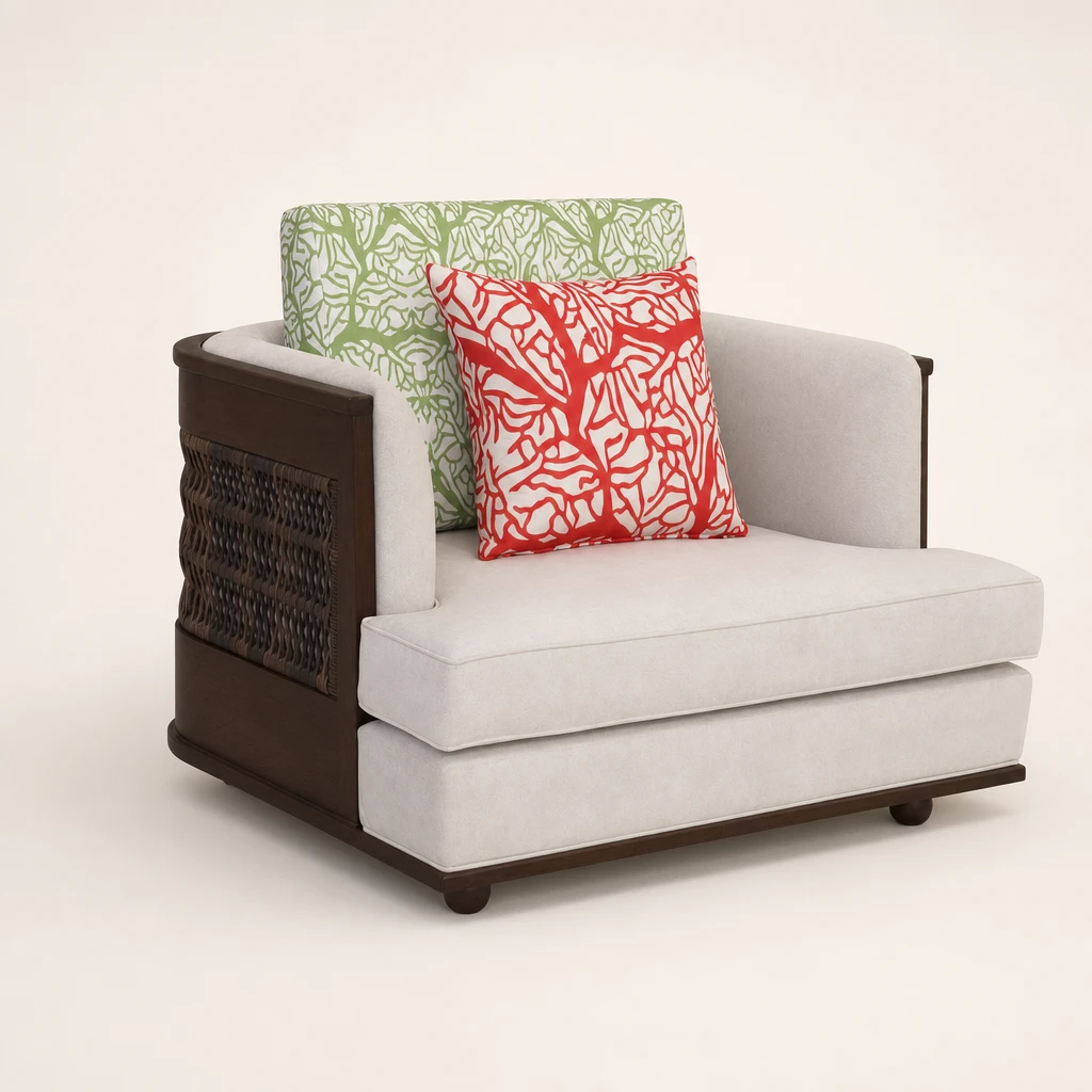 Cane Side Modular Teak Lounge Chair
