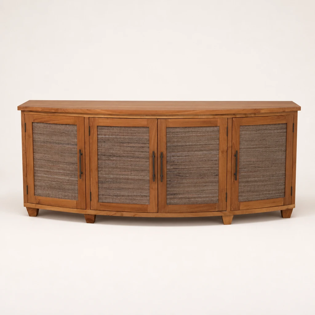 Curved Front Teak Storage Console