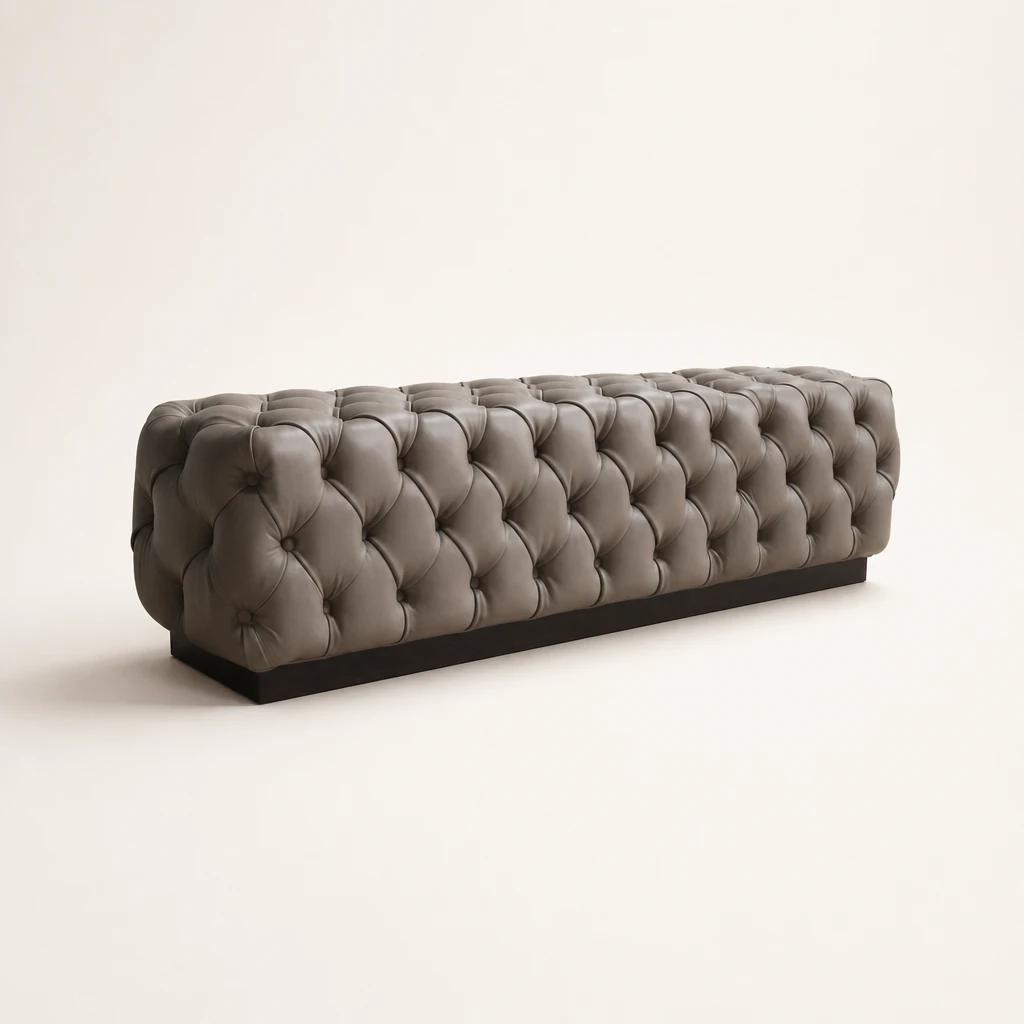 Deep-Button Upholstered Bedroom Ottoman
