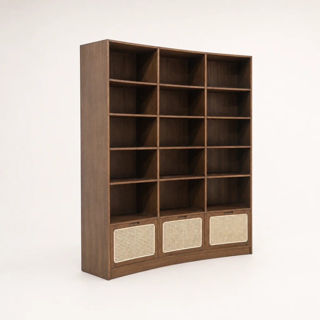 Floor-to-Ceiling Teak Storage Cabinet
