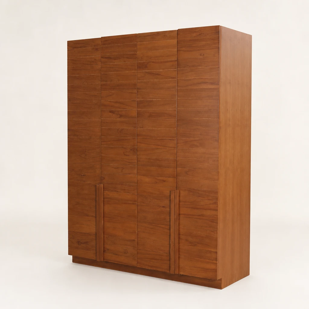 Flush-Front Two-Door Teak Wardrobe
