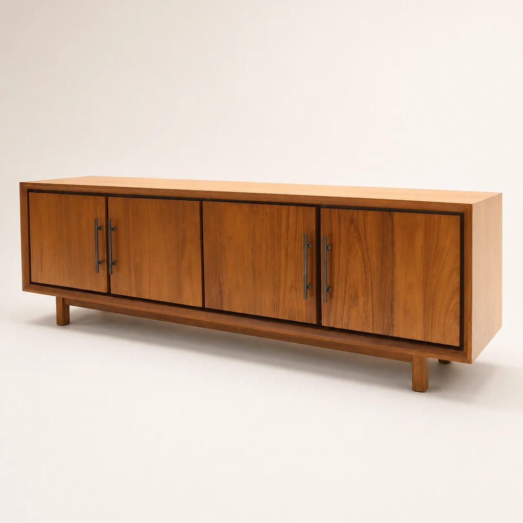Four-Door Teak TV Cabinet